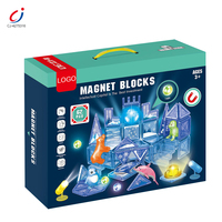Chengji mainan edukasi untuk pembelajaran blok bangunan magnetik rakitan diy ubin magnetik laut transparan
