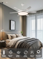 Ventilateur de plafond électrique contemporain de 48 pouces avec télécommande, moteur BLDC 6 vitesses, classe d'efficacité énergétique pour la maison et la salle à manger