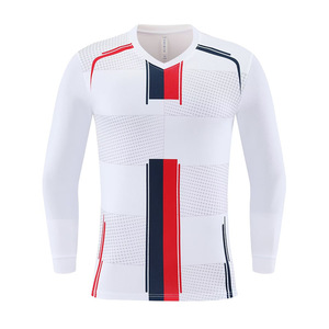 Camiseta de Fútbol de Manga Larga para Hombre, Cuello en V, Bloques de Color, Malla Transpirable, Ajustada, Manga Completa, Ropa Deportiva para Todas las Temporadas - Product Image 5