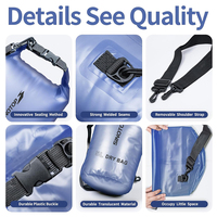 Sac étanche portable 15L en PVC IPX6 semi-transparent avec logo personnalisé, idéal pour le voyage, les sports de plein air et la randonnée quotidienne – Prix usine