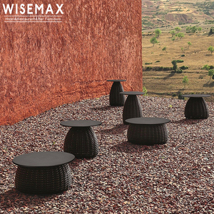 WISEMAX vimini Patio esterno impermeabile all'aperto tessuto <span class=keywords><strong>Rattan</strong></span> <span class=keywords><strong>tavolino</strong></span> moderno combinazione piccolo <span class=keywords><strong>tavolino</strong></span> rotondo - Product Image 6