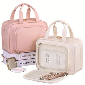 Sac de voyage portable pour cosmétiques, organiseur de maquillage imperméable pour femmes avec poignée et séparateur - Product Image 4