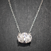 Collier pendentif ovale classique en moissanite blanche GRA pour femme, en argent sterling 925 plaqué rhodium, bijoux de mariage de luxe
