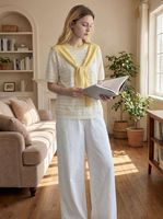 T-shirt en tricot ample et décontracté à manches courtes pour femme – Haut oversize tendance pour l'été