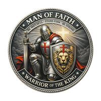 Pièce commémorative Stock Man of Faith, artisanat métallique, motif biblique Vigilant et Fort, décoration, cadeau de collection sur le thème de la foi
