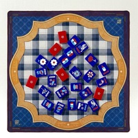 Jeu de Mahjong Américain Patriotique 160 Tuiles Bleues Jeu de Société Professionnel avec Icônes Aigle Chauve et Drapeau pour Fêtes Familiales et Jeux Sociaux