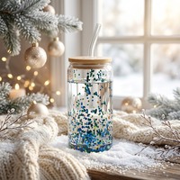 Gobelets en verre à double paroi transparents de 16 oz et 20 oz avec logo personnalisé, style boule de neige, pour café et eau, avec couvercle en bambou et pailles – Vente en gros