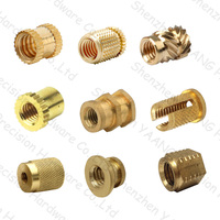 Inserts filetés en laiton d'excellente qualité écrou de fixation verrouillage cuivre personnalisé filetage rond hexagonal écrou d'insertion en laiton moleté