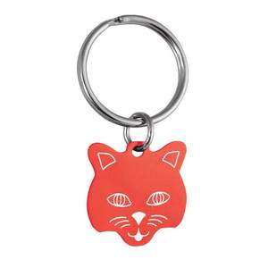 Llavero con colgante de cara de gato rojo de 23x23 mm, amuleto de metal para llaves y bolsos - Product Image 1