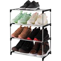 Étagère à chaussures pour l'entrée de la maison, support à chaussures empilable avec structure en métal et étagères à lattes ouvertes - Gain de place