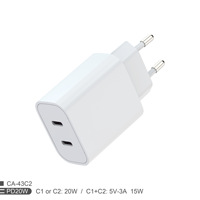 Adaptateur de chargeur USB C d'origine 20W Prise US EU UK Câble de charge rapide de type C PD Chargeur 20W pour iPhone 16 15 Pro Max