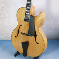 Gitar Elektrik Jazz 16" Buatan Tangan Yunzhi Luthier, Finishing Emas, Kayu Maple Berapi, Body Hollow, Top Spruce, Fingerboard Ebony, 6-String
