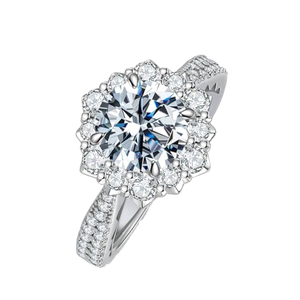 Anillo de Compromiso de Moissanita de 1 Quilate, Diseño Sencillo y Elegante, Certificado GRA VVs1, Plata de Ley S925 Chapada en Oro, Brillante - Product Image 1