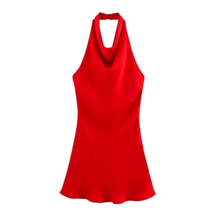 Nouvelle Robe Mini Rétro Élégante pour <span class=keywords><strong>Femme</strong></span> Été 2025 – Noire, Taille Cintrée, Décontractée, <span class=keywords><strong>Col</strong></span> Halter Sans Manches - Product Image 4