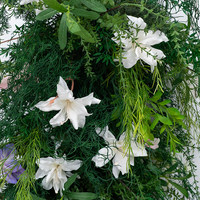 Arche de fleurs artificielles en verdure, guirlande mixte blanche, violette et orange en soie, faite à la main, durable, personnalisable, pour décoration d'arche de mariage