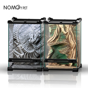 Terrario <span class=keywords><strong>de</strong></span> Vidrio para <span class=keywords><strong>Reptiles</strong></span> con Fondo 3D para Dragones Barbudos, Lagartos, Serpientes y Geckos - Product Image 2