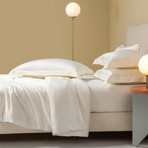 Bán Buôn Satin Được Trang Bị Tấm Ga Trải Giường Phẳng Bedsheet Với Satin Gối 4 Mảnh <span class=keywords><strong>100</strong></span>% <span class=keywords><strong>Polyester</strong></span> Satin Bộ Đồ Giường Lụa Bộ - Product Image 6