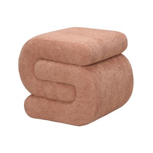 POUF CM 51X48 H. 46 EN TISSU EFFET BOUCLE TERRACOTTA - Product Image 1