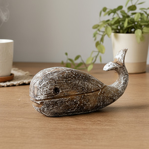Figurine de baleine en résine, forme d'animal vintage, décoration d'intérieur, artisanat artistique de bureau - Product Image 1