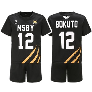 Haikyuu!! Uniforme cosplay della scuola superiore <span class=keywords><strong>Karasuno</strong></span> Black Wolf Team a maniche corte, set unisex, taglia 12 13 15 21 - Product Image 4