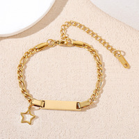 Bracelet barre gravable en acier inoxydable plaqué or 18 carats B28T, étanche, inaltérable, chaîne réglable, motif papillon et cœur, tendance pour enfants