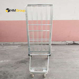 4-साइड गोदाम लॉजिस्टिक ढलने वाले जस्ता स्टील जाल धातु नेस्टिंग रोल ट्रॉली - Product Image 4