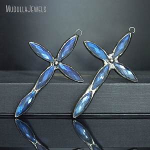 PM28600 <span class=keywords><strong>azul</strong></span> soldado AB Briolette gota Cruz bohemio metalistería <span class=keywords><strong>Aurora</strong></span> Boreali cristal colgante moda colgantes encantos - Product Image 2