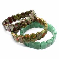 Bracelet en pierre naturelle simple et élégant de 11-15 mm, en cristal poli avec breloque en labradorite et quartz rose sculptée à la main - Souvenir touristique