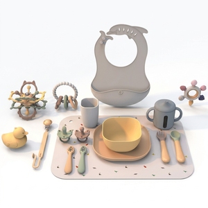 Juego de Vajilla de Regalo para Bebés, Ecológico, Libre de BPA, de Silicona, Babero, Tazón, Cuchara, Platos, Biberones, Set de Alimentación - Product Image 3