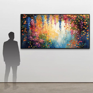 Tableau mural abstrait sur toile, champ de <span class=keywords><strong>fleurs</strong></span> 3D, design printanier impasto, 50% <span class=keywords><strong>peinture</strong></span> à l'huile, taille personnalisable, fait main pour salon - Product Image 1