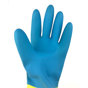 ANT5PPE Gants en latex néoprène bicolore nettoyage de chambre gants bleus et jaunes - Product Image 4