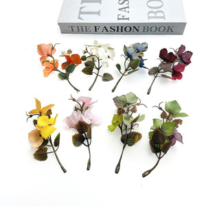 Bouquets de fleurs artificielles en feuilles de vigne colorées pour l'automne, 10 cm, pour épingles à cheveux DIY, accessoires capillaires, accessoires de photographie de mariage - Product Image 2