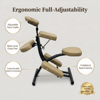 Chaise de massage ergonomique portable pliable, chaise de tatouage avec appui-tête réglable, mousse haute densité, équipement de spa