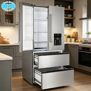 Réfrigérateur français 4 portes 610L avec distributeur d'eau intégré, compresseur No Frost, système Cool Flow pour usage domestique et cuisine 1.Spacio - Product Image 1