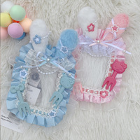 Porte-cartes en peluche mignon style Instagram, thème anime, merchandising, mini protège-cartes d'identité oreilles de lapin de dessin animé, kit de décoration DIY