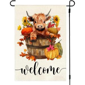 Rabusofa 12x18 inch hai mặt mùa thu vườn cờ vùng cao Bò trang trí cho lễ Tạ ơn thu hoạch ngoài trời trang trí Cờ - Product Image 3