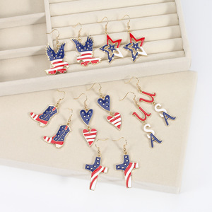 Pendientes con la bandera estadounidense de 7 meses y <span class=keywords><strong>4</strong></span> días, para el Día de la Independencia, el Día de los Caídos, el Día de los Veteranos, pendientes patrióticos, accesorios - Product Image 3