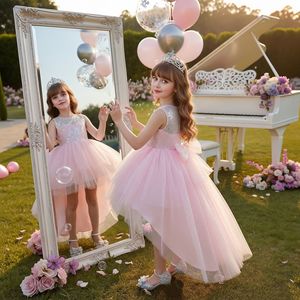 <span class=keywords><strong>Abito</strong></span> da Principessa in Stile Occidentale con Pizzo, Vestito da Sposa <span class=keywords><strong>Bianco</strong></span> con Coda Lunga per Bambine, <span class=keywords><strong>Abito</strong></span> da Cerimonia Soffice per Bambine di 8 Anni - Product Image 4