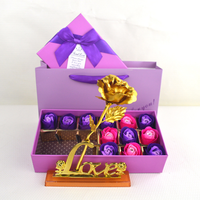 Set Hadiah Kreatif Mawar Emas 24K untuk Natal, Hari Valentine, dan Ulang Tahun untuk Pacar Wanita dan Pacar Pria