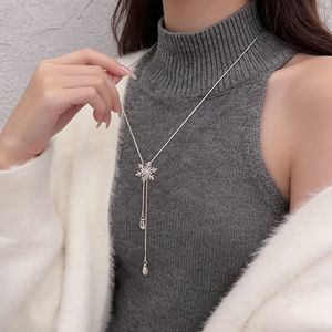 Snowflake Necklace With Pull Out Design Silver Gold Color For Women Fashion Sweater Chain - Product Image 2