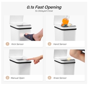 Poubelle de salle de bain automatique avec couvercle 2.6 gallons couche mince étanche poubelle intelligente pour chambre salle de bain bureau toilette RV - Product Image 5