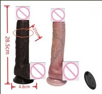 Dildo Telescópico Vibrador y Calefactor de Silicona Líquida Realista, Enorme, Extra Largo, con Copa de Succión Marrón, Juguete Sexual para Adultos de Fábrica