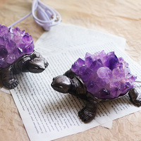 Lampe en cristal tortue de mer naturelle en gros Améthyste de l'eau Cluster USB Veilleuse Artisanat Lumières décoratives pour la maison Cadeaux de mariage