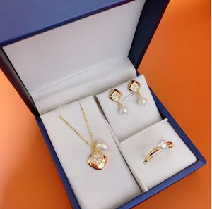 Ensemble collier, bracelet et boucles d'oreilles en perles avec pendentif cœur élégant 2026ZP pour femme, idéal pour les célébrations - Product Image 2