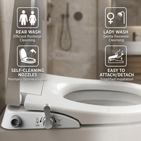 Accessoire de bidet mécanique en matériau robuste, forme D, moderne, pour l'hygiène personnelle, installation facile en DIY, couvercle à fermeture douce, eau