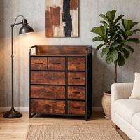 Organiseur de rangement moderne à 9 tiroirs avec cadre en acier et tissu non tissé pour chambre et salon