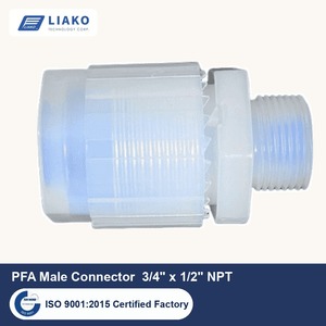 อะแดปเตอร์ PFA Flare to NPT ขนาด 3/4 นิ้ว สำหรับท่อ OD x 1/2 นิ้ว NPT ข้อต่อท่อแบบ Flare ตัวผู้ ทนทานต่อสารเคมีที่มีความบริสุทธิ์สูง - Product Image 1