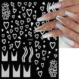 Adesivi 3D con motivo a forma di cuore bianco e francese adesivo per unghie con fiocchi di neve di natale per decorazioni per Nail Art di San Valentino - Product Image 2