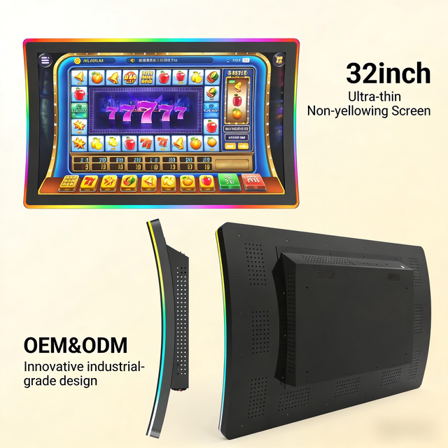 Custom HD 32'' Curved Touch Screen Gaming Monitor Lcd Display With Led Light for Restaurant Ordering