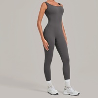 Combinaison de yoga une pièce pour femme, justaucorps de sport dos nu sans manches, tenue de sport moulante longue